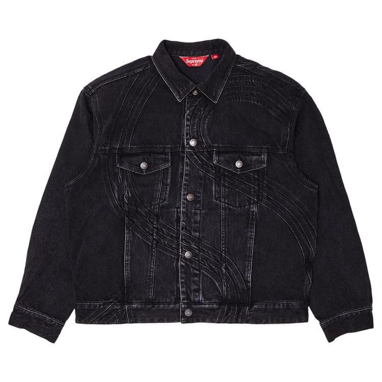 Supreme S Logo Denim Trucker Jacket Washed Black