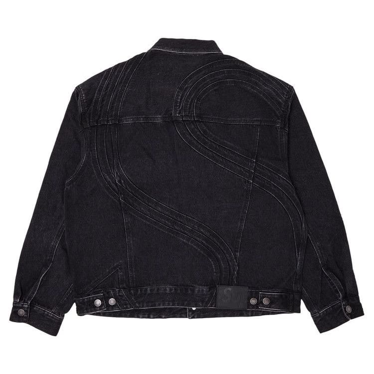 Supreme S Logo Denim Trucker Jacket Washed Black