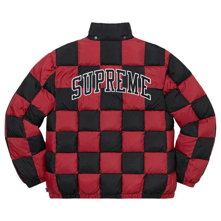 Supreme Checkerboard Puffy Jacket Dark Red