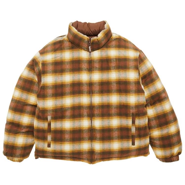 Supreme Flannel Reversible Puffer Jacket Brown