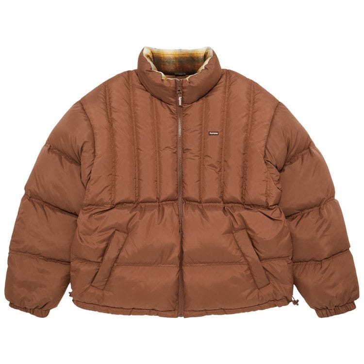 Supreme Flannel Reversible Puffer Jacket Brown