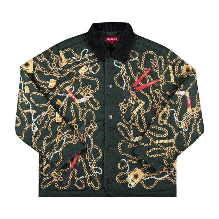 Supreme Chains Quilted Jacket Dark Green