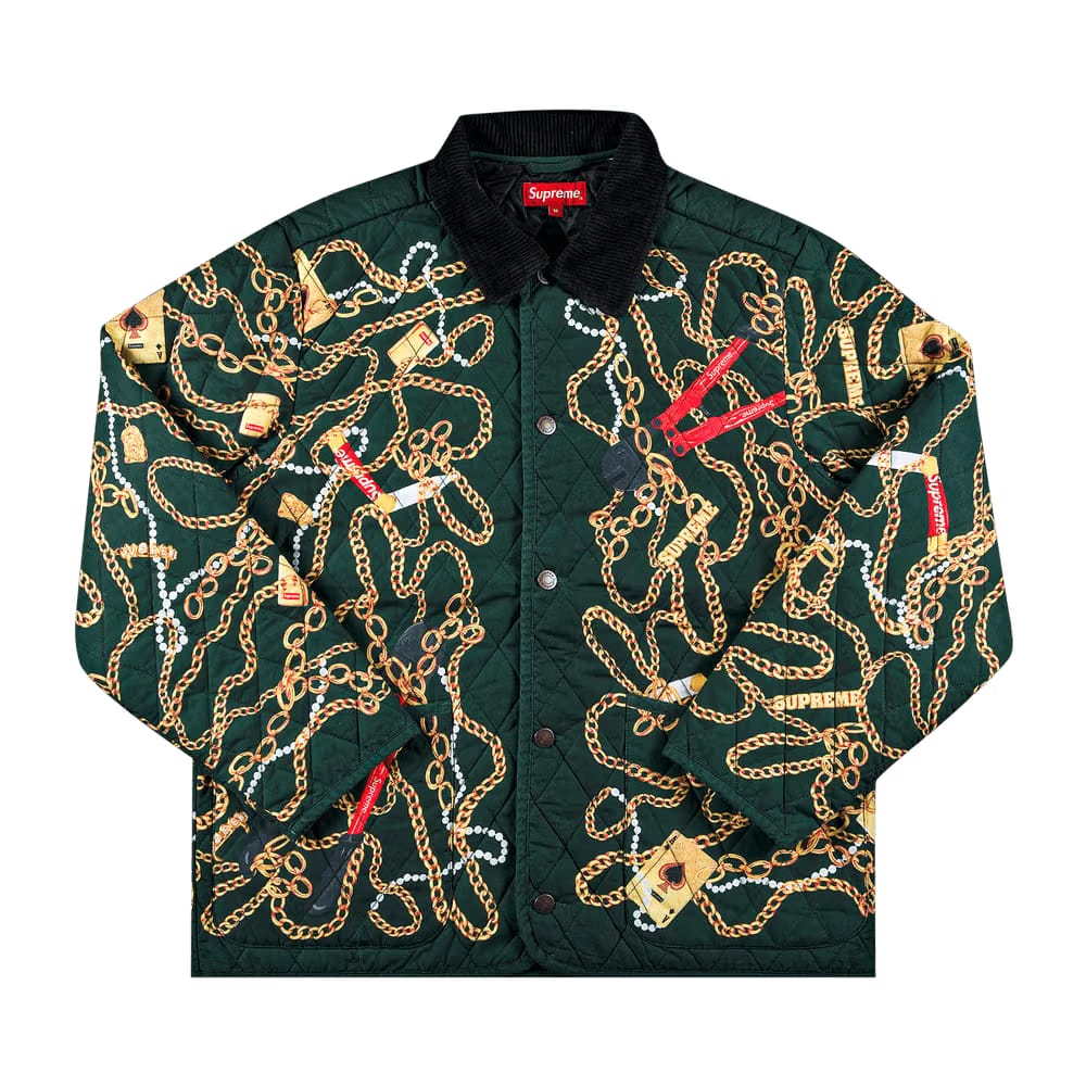 Supreme Chains Quilted Jacket Dark Green