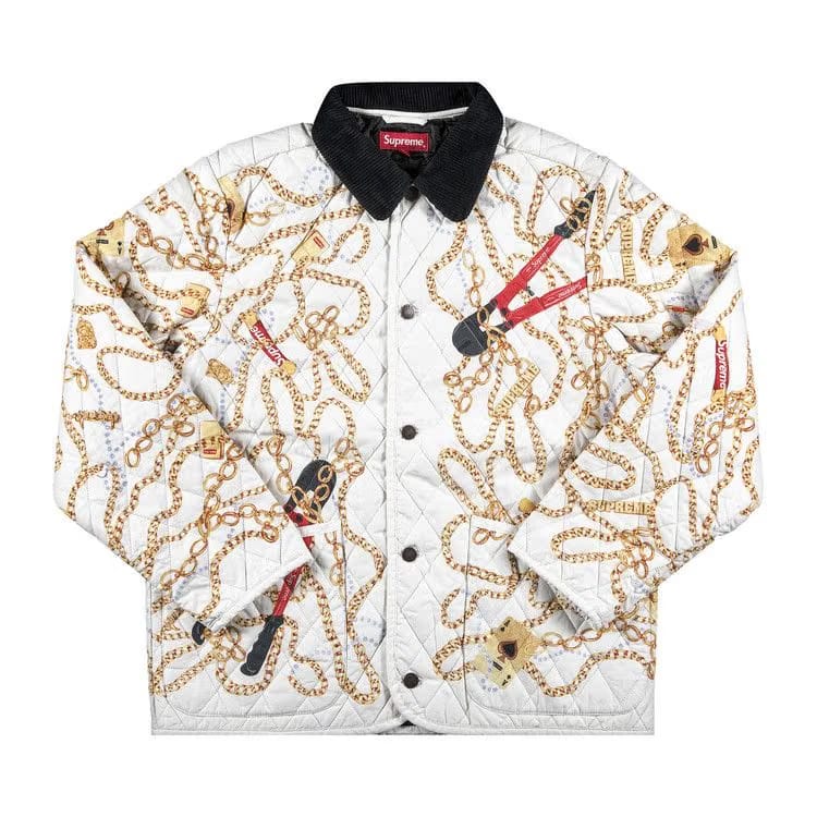 Supreme Chains Quilted Jacket White