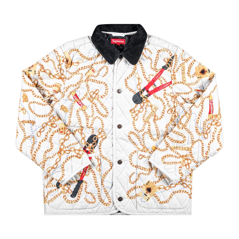Supreme Chains Quilted Jacket White
