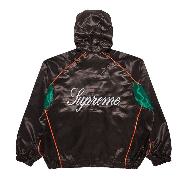 Supreme Satin Hooded Track Jacket Brown