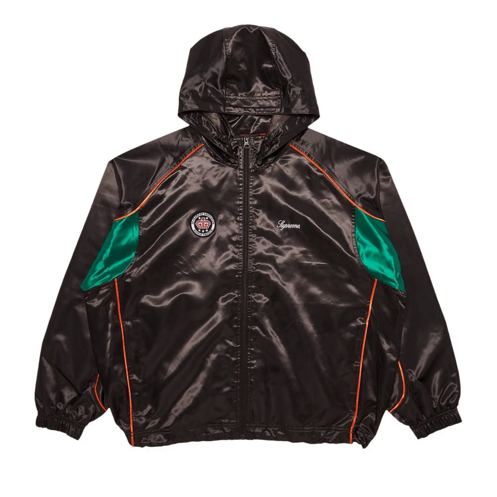 Supreme Satin Hooded Track Jacket Brown