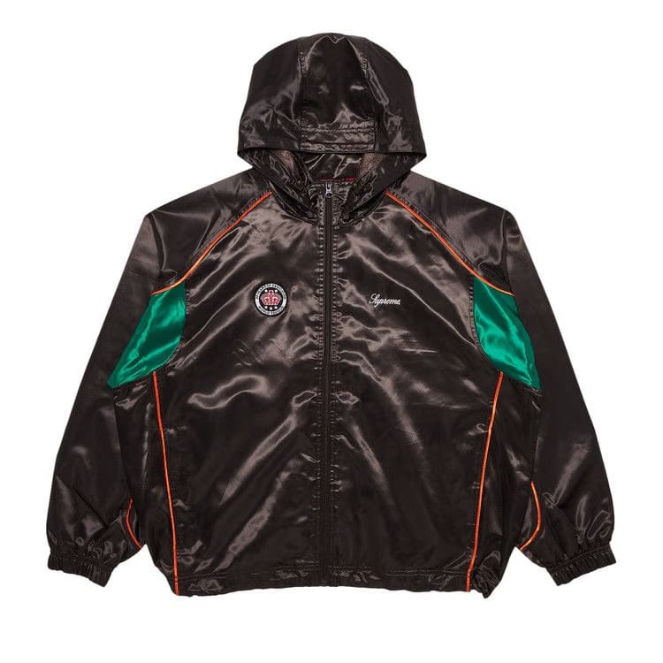 Supreme Satin Hooded Track Jacket Brown