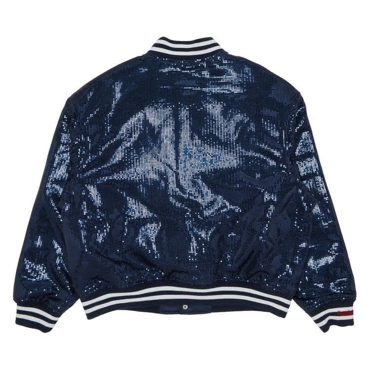 Supreme x Mitchell & Ness Sequin Varsity Jacket Navy