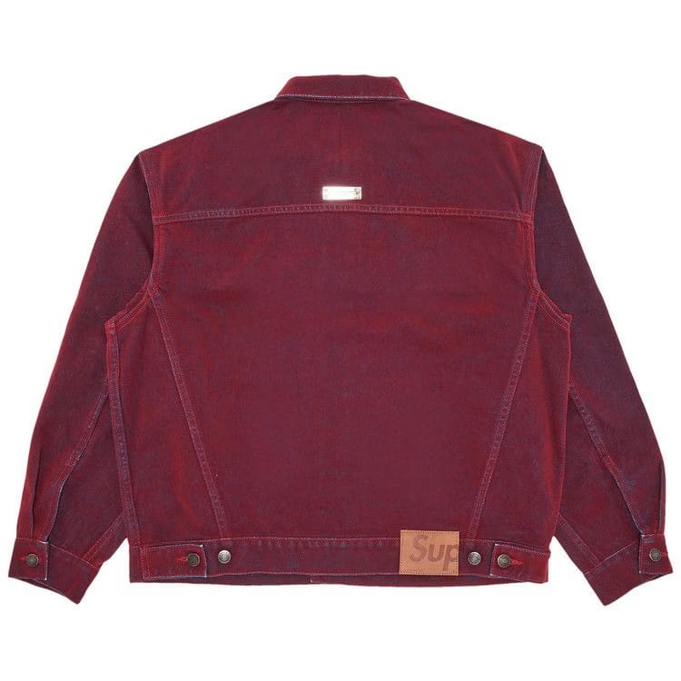 Supreme Flocked Denim Trucker Jacket Red