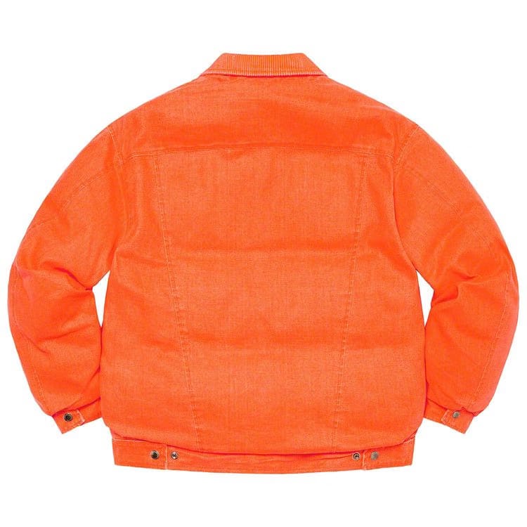 Supreme x Schott Canvas Down Trucker Jacket Neon Orange