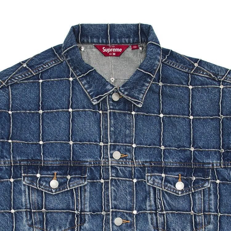 Supreme Studded Seam Denim Trucker Jacket Blue