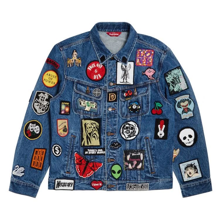 Supreme Patches Denim Trucker Jacket Blue