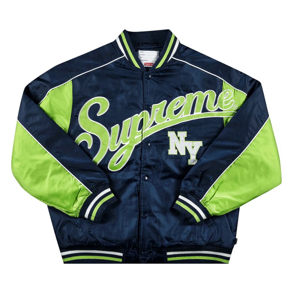 Supreme Contrast Script Varsity Jacket Navy