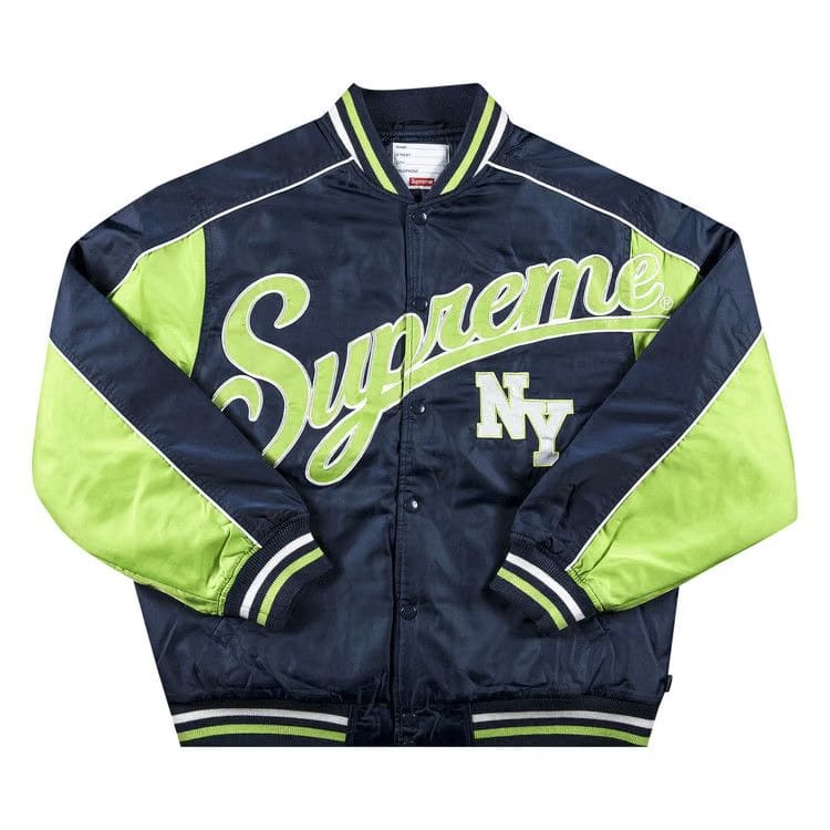 Supreme Contrast Script Varsity Jacket Navy