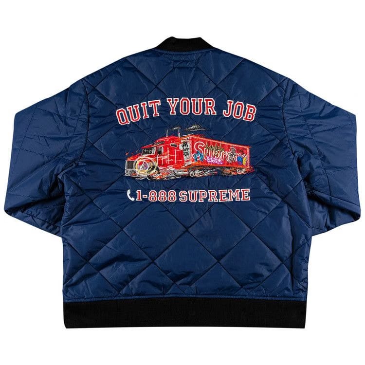 Supreme Quit Your Job Quilted Work Jacket Blue