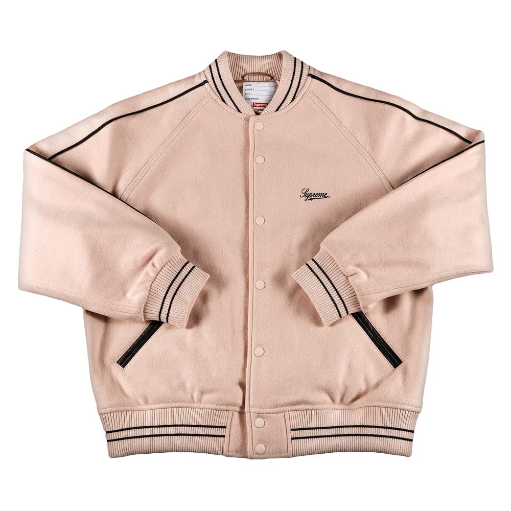 Supreme x Jamie Reid It's All Bollocks Varsity Jacket Dusty Pink