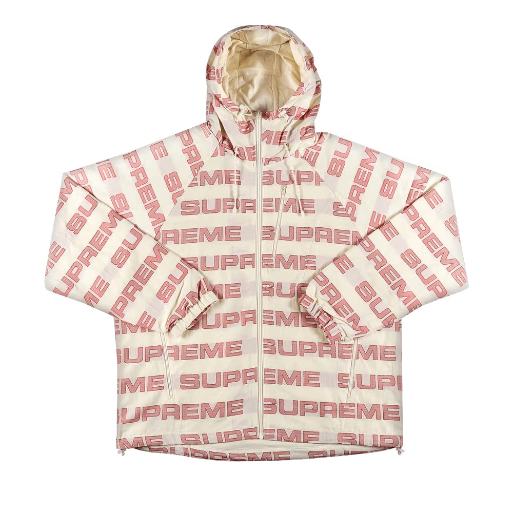 Supreme Logo Ripstop Hooded Track Jacket Natural