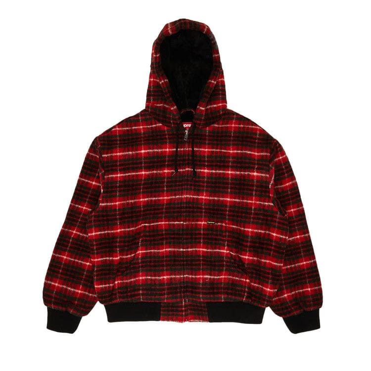 Supreme Plaid Wool Hooded Work Jacket Red