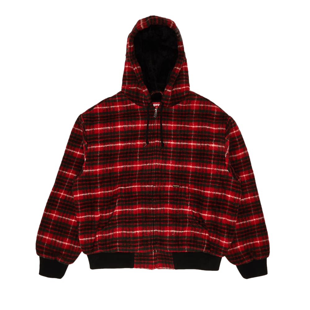 Supreme Plaid Wool Hooded Work Jacket Red