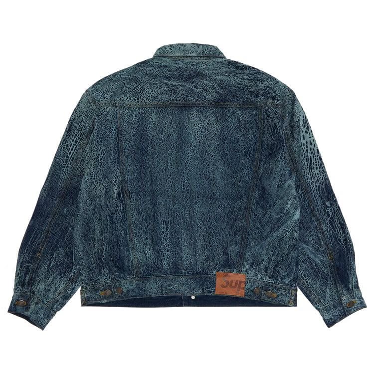 Supreme Crackle Denim Trucker Jacket Blue