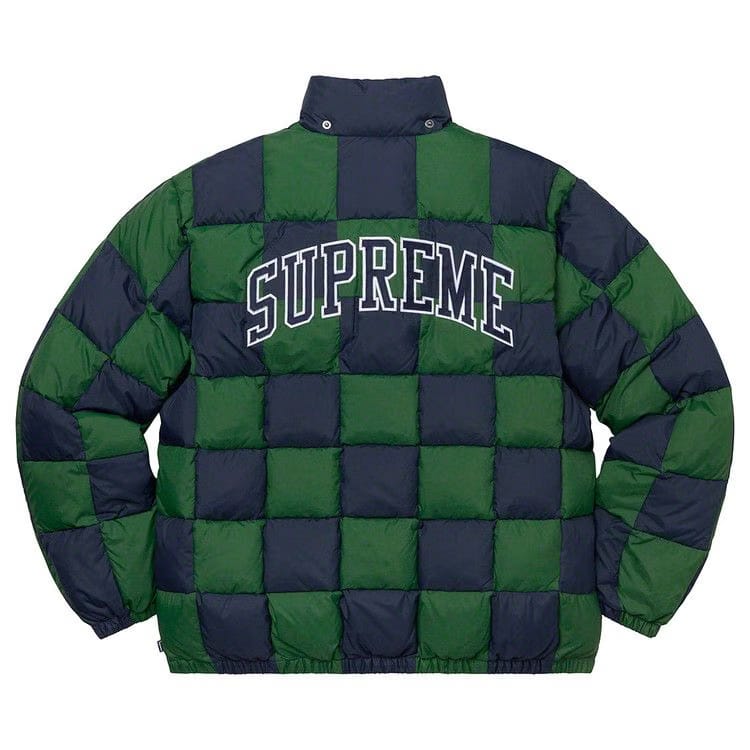 Supreme Checkerboard Puffy Jacket Navy