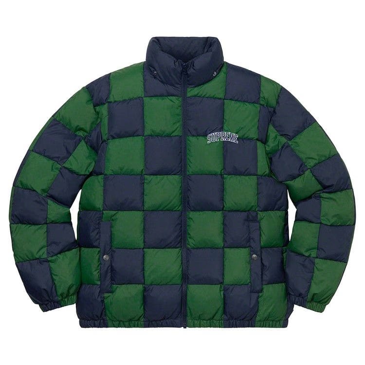 Supreme Checkerboard Puffy Jacket Navy