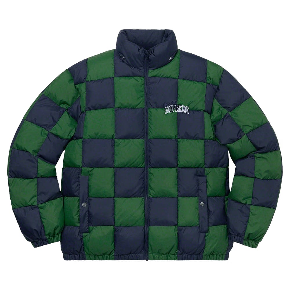 Supreme Checkerboard Puffy Jacket Navy