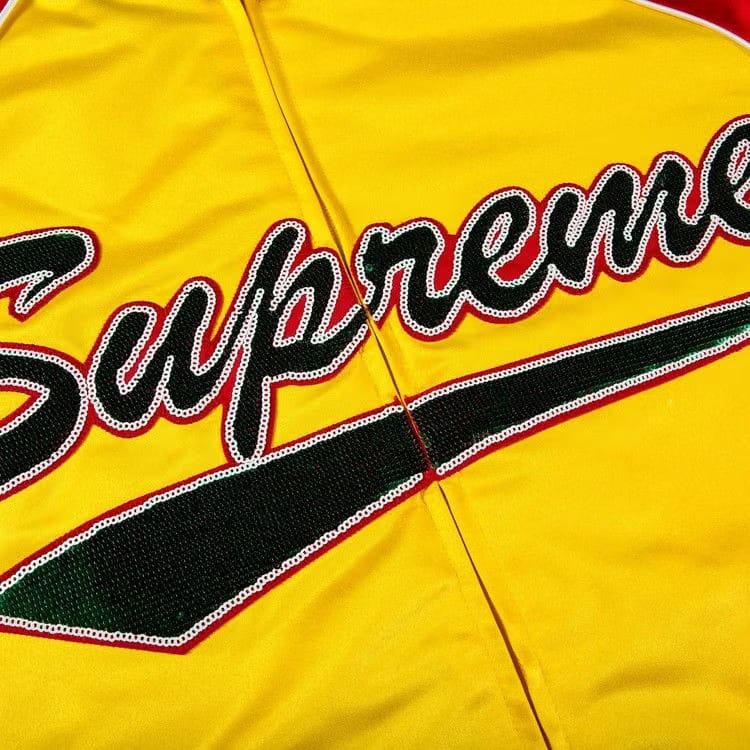 Supreme x Mitchell & Ness Sequin Logo Varsity Jacket Gold
