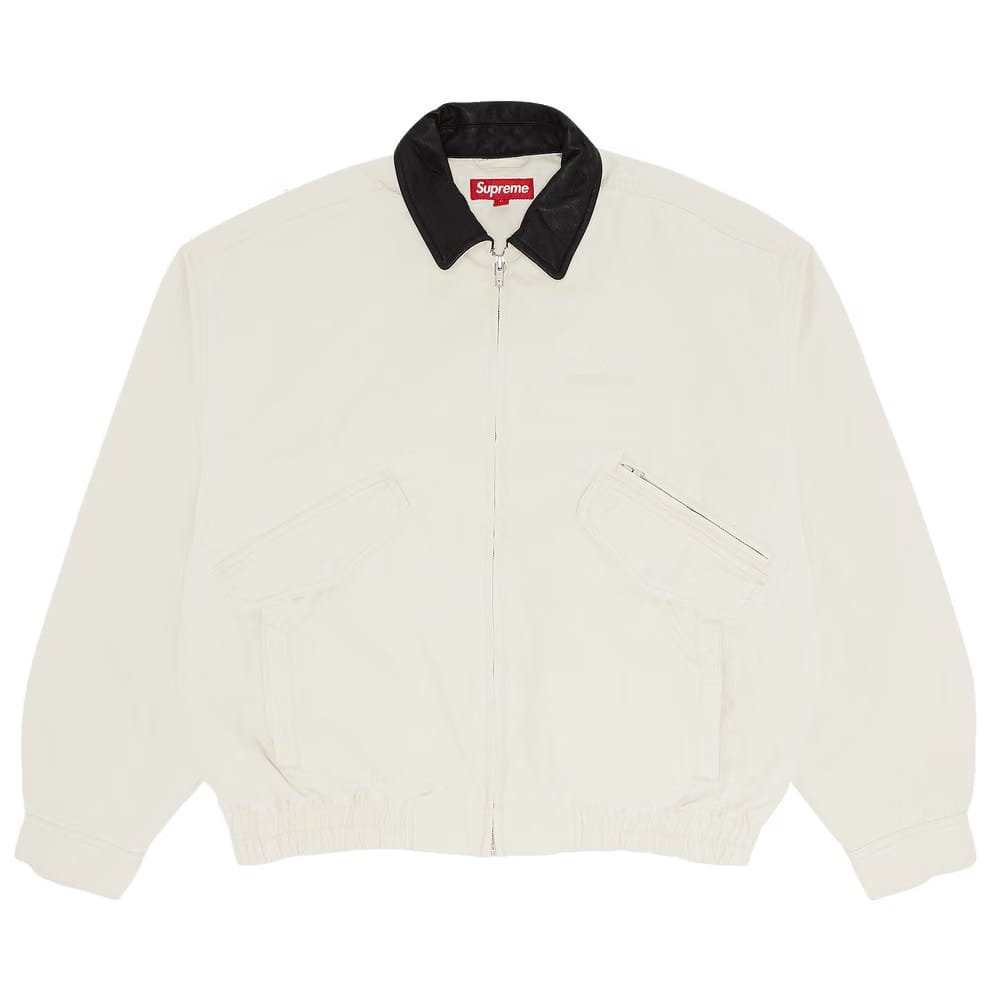 Supreme Leather Collar Utility Jacket Stone