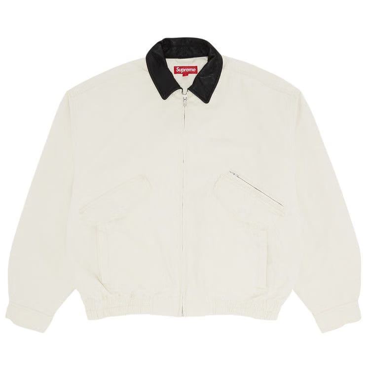 Supreme Leather Collar Utility Jacket Stone