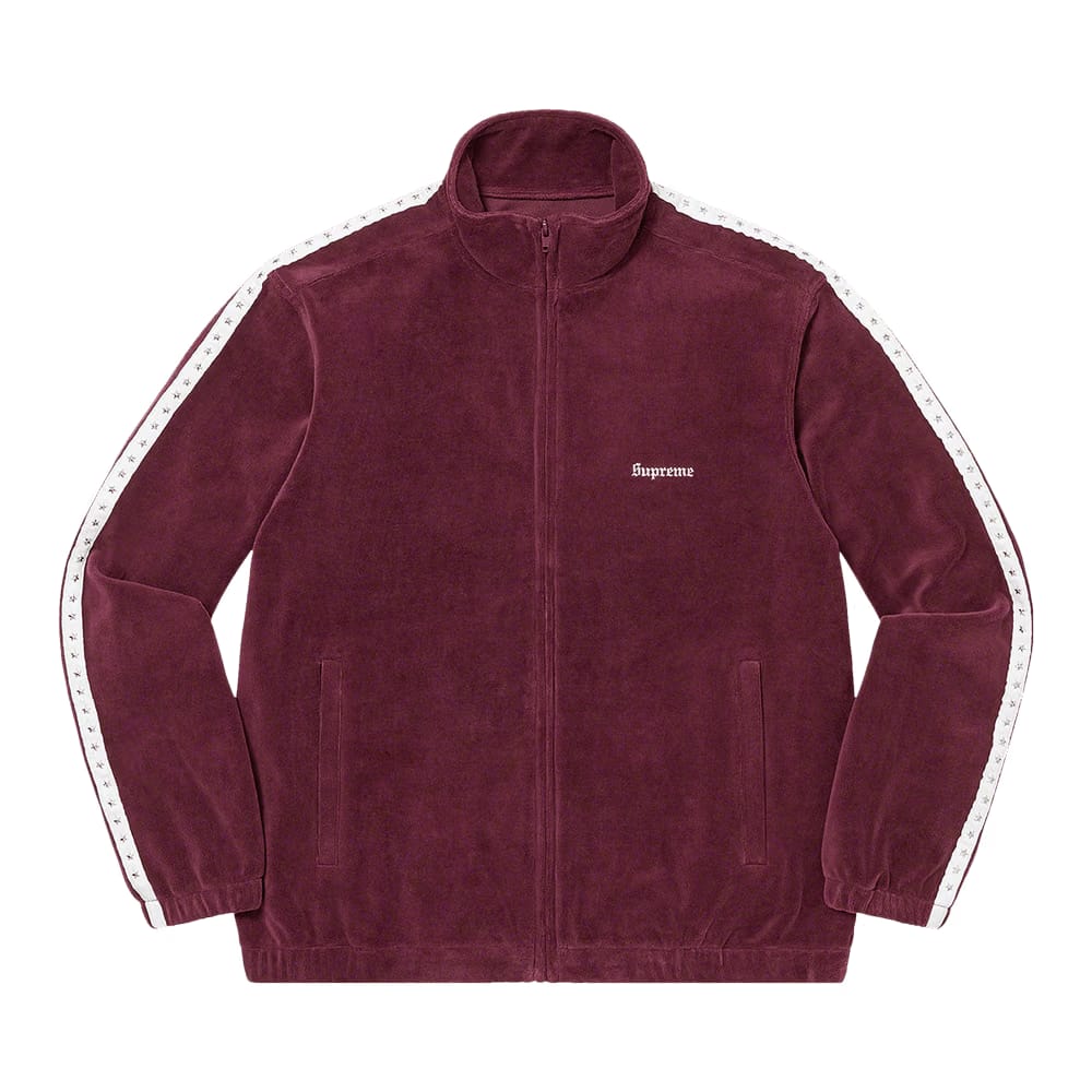 Supreme Studded Velour Track Jacket Burgundy