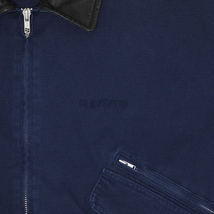 Supreme Leather Collar Utility Jacket Navy