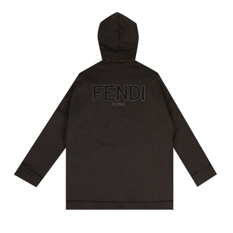 Fendi Logo Stripe Hoodie Grey