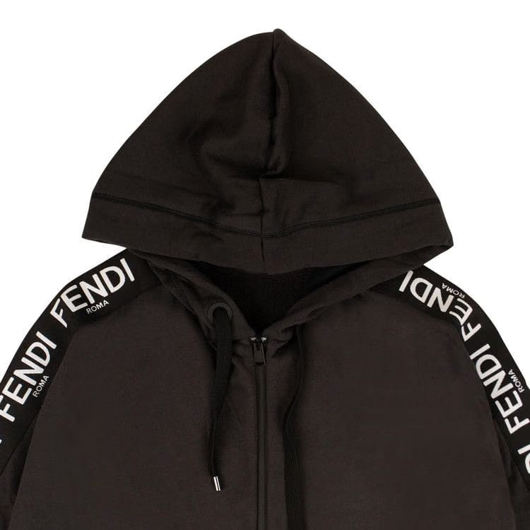 Fendi Logo Stripe Hoodie Grey