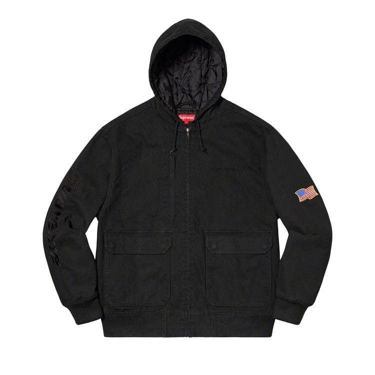 Supreme Canvas Hooded Work Jacket Black