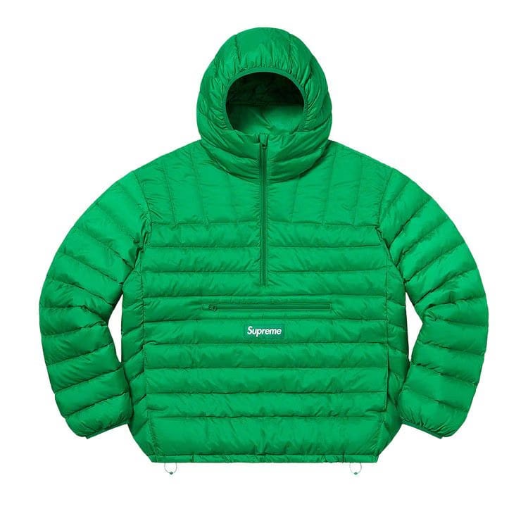 Supreme Micro Down Half Zip Hooded Pullover Green