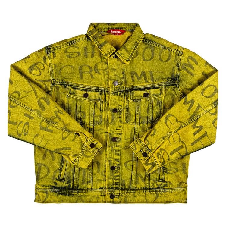 Supreme Black Ark Denim Trucker Jacket Fluorescent Yellow