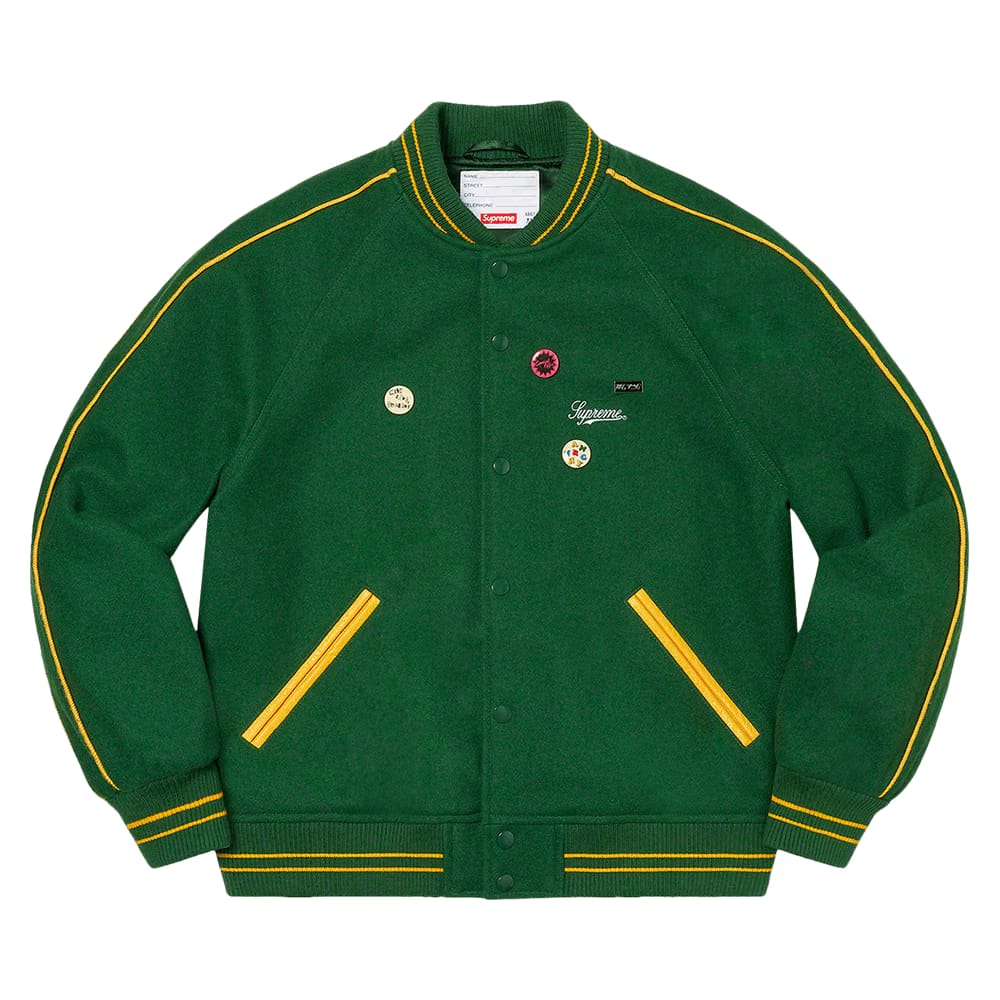Supreme x Jamie Reid It's All Bollocks Varsity Jacket Dark Green