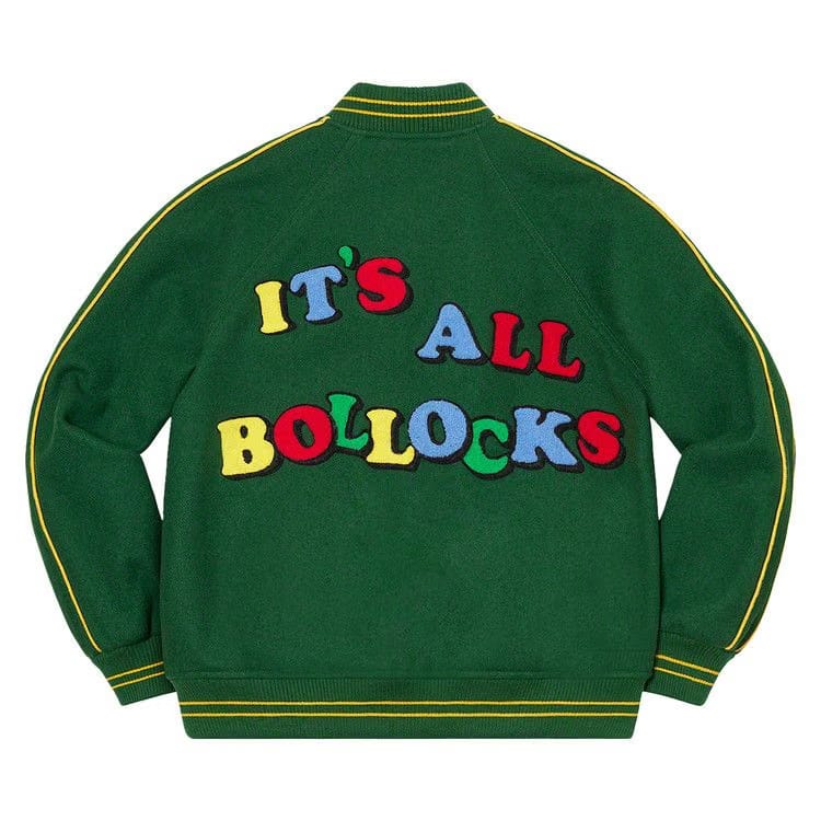 Supreme x Jamie Reid It's All Bollocks Varsity Jacket Dark Green
