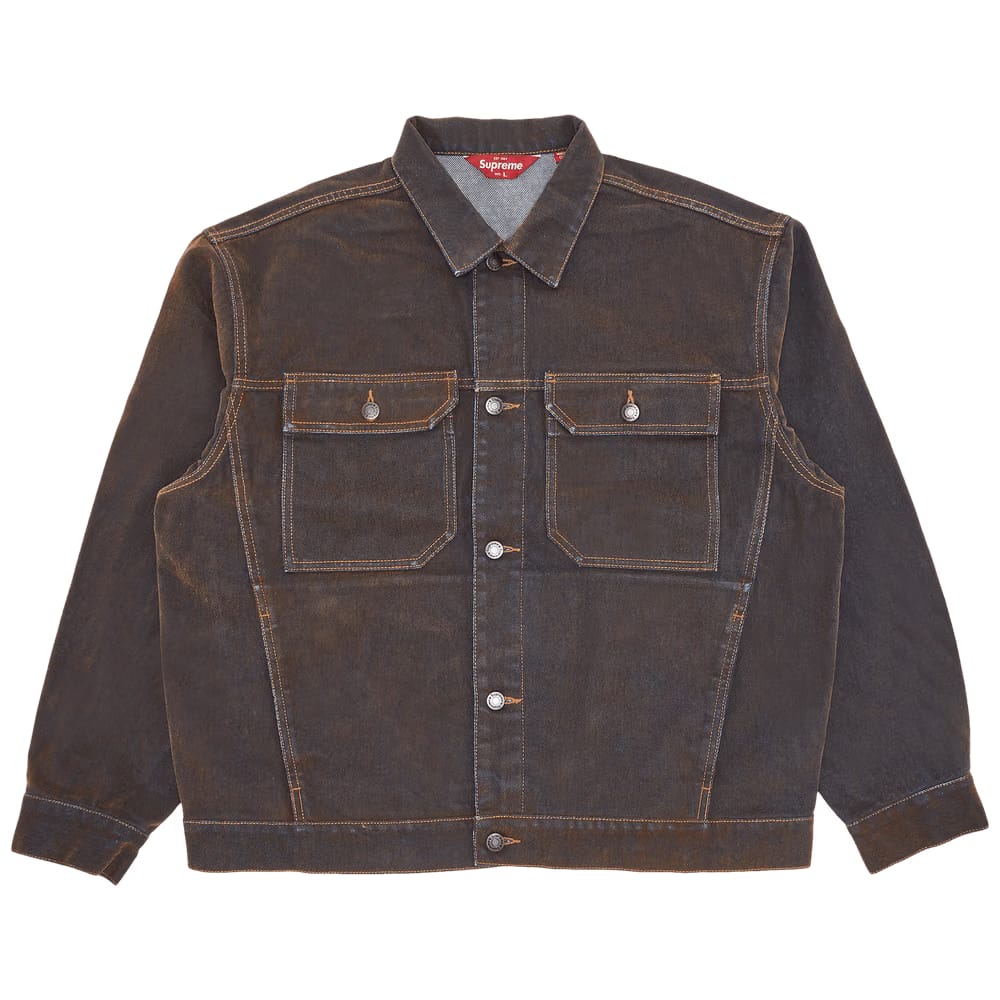 Supreme Flocked Denim Trucker Jacket Gold