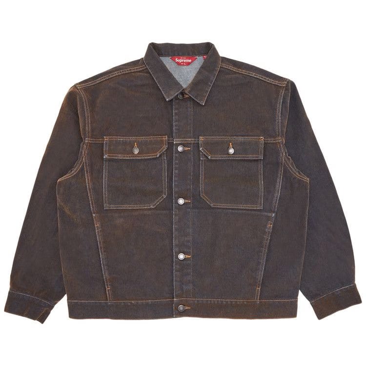 Supreme Flocked Denim Trucker Jacket Gold