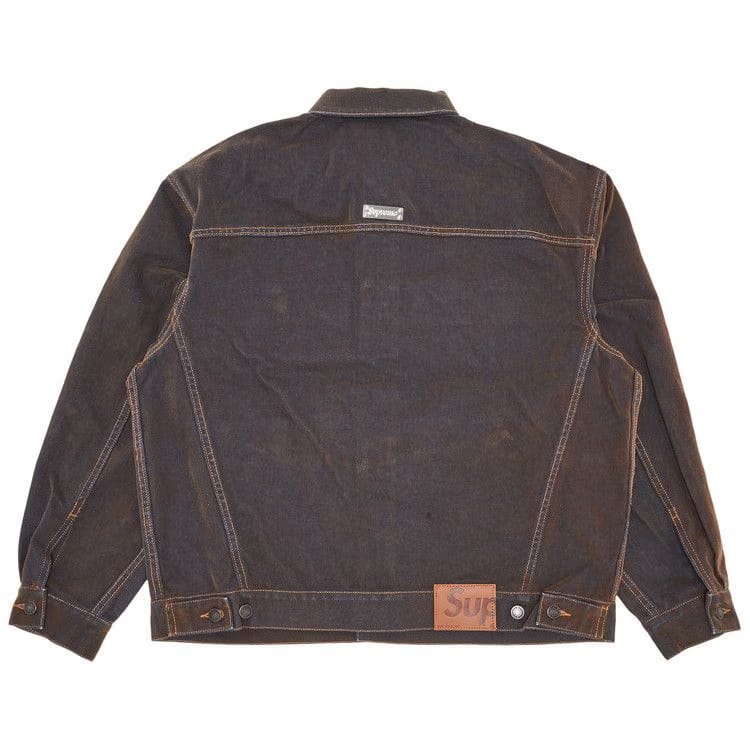 Supreme Flocked Denim Trucker Jacket Gold