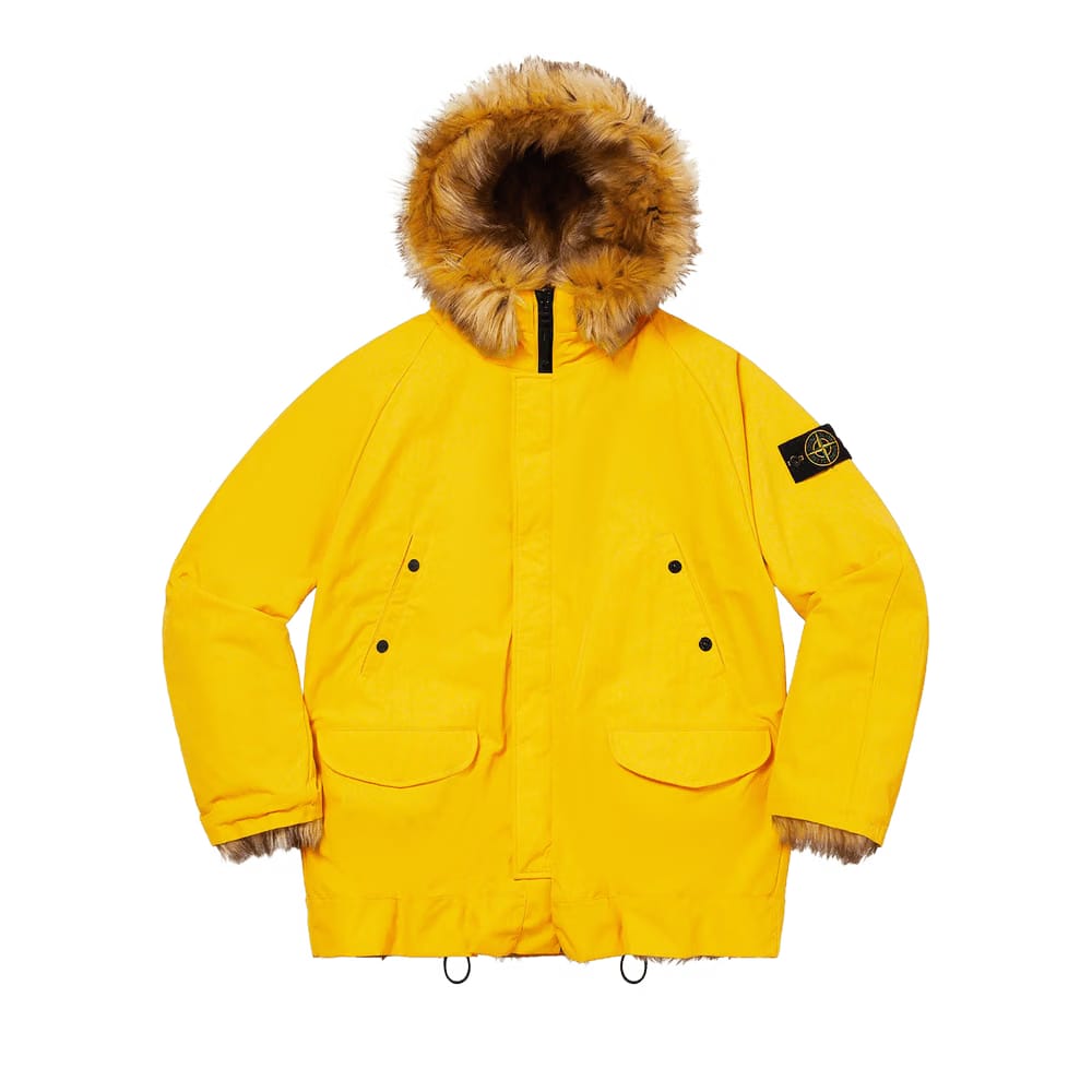 Supreme x Stone Island Formula Steel Reversible Faux Fur Parka Yellow