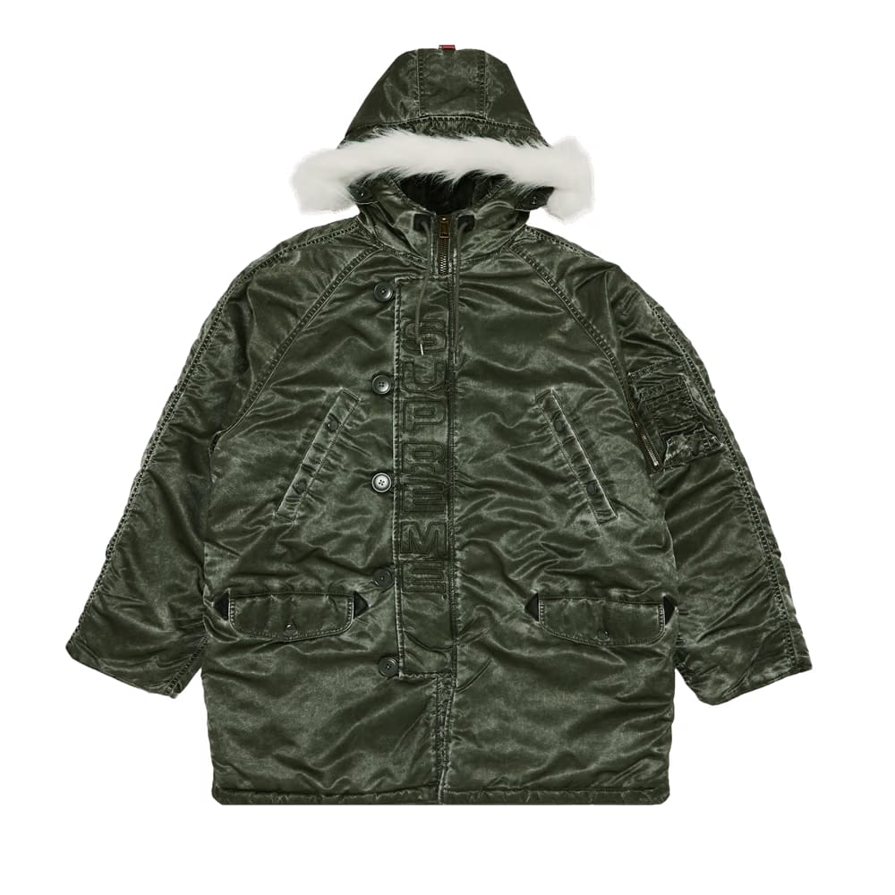 Supreme Washed Flight Satin N-3B Parka Olive