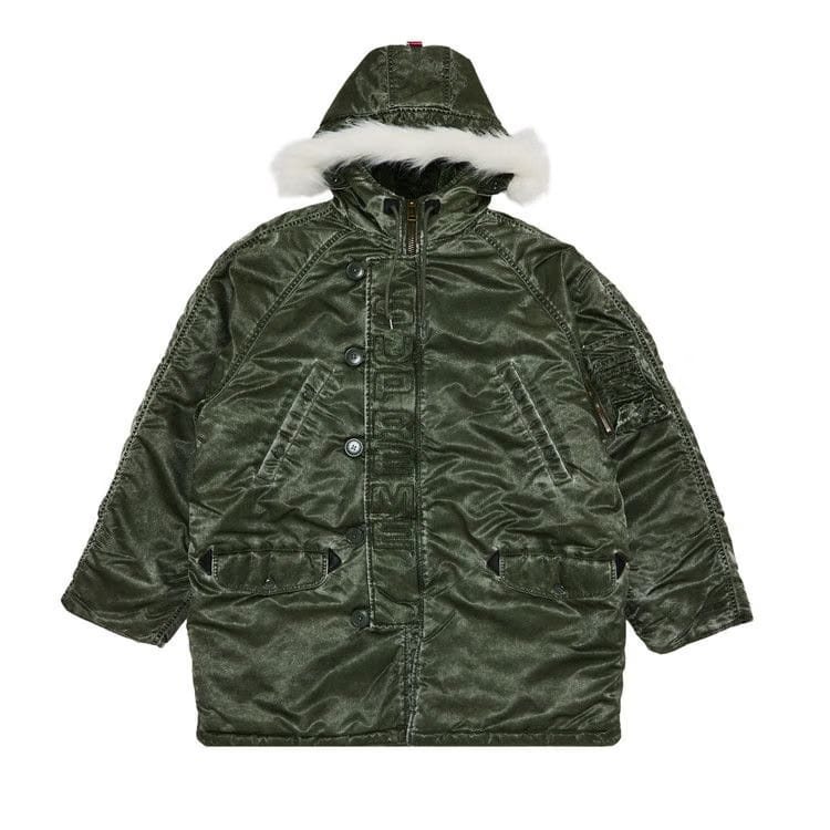 Supreme Washed Flight Satin N-3B Parka Olive