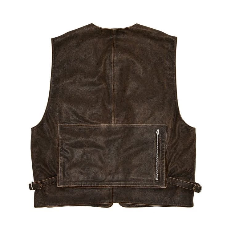 Supreme Leather Cargo Vest Brown