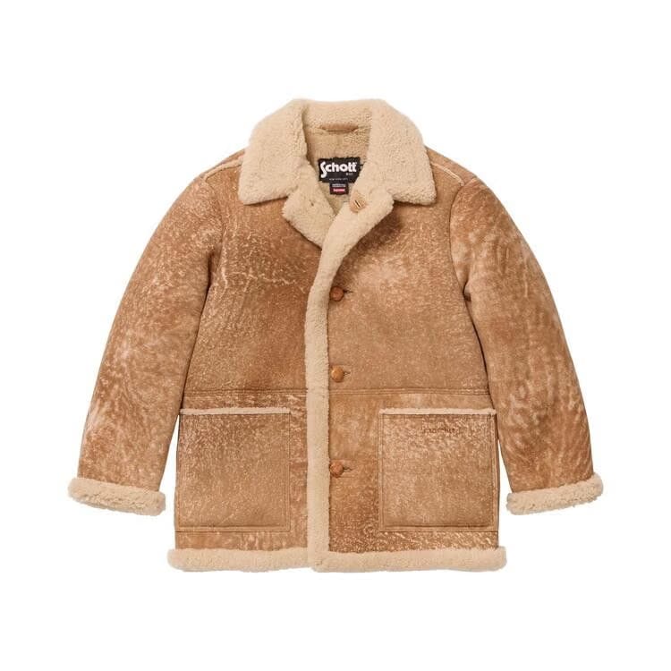 Supreme x Schott Shearling Coat Tan