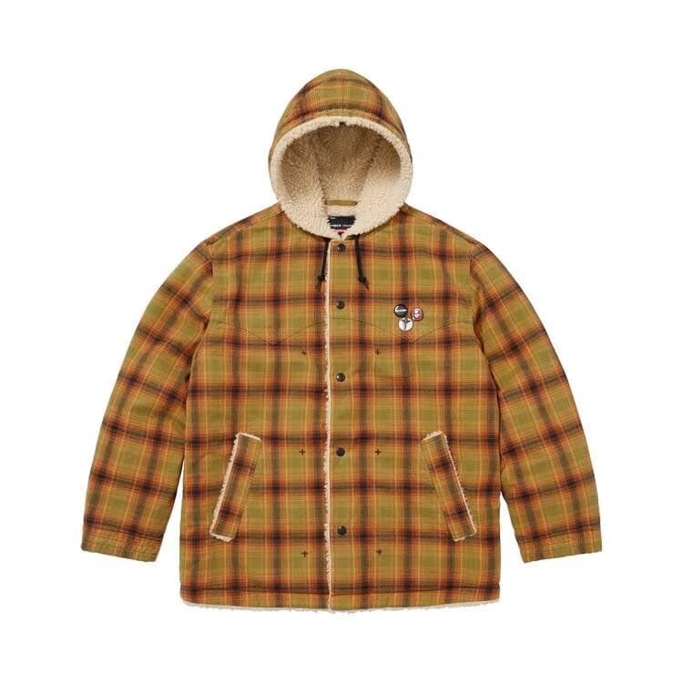 Supreme x Number (N)Ine Faux Shearling Hooded Coat Plaid