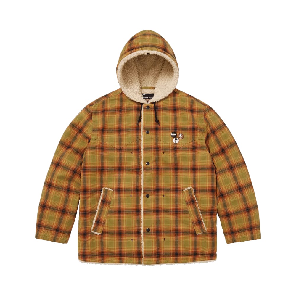 Supreme x Number (N)Ine Faux Shearling Hooded Coat Plaid
